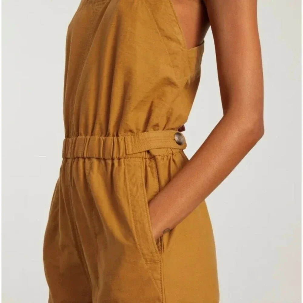 Everlane The Fatigue Apron Jumpsuit Size 4 Linen Organic Cotton Wide-Leg NWT